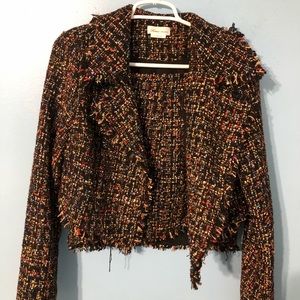 Tweed Rainbow Gold Black Paola cropped jacket & mini skirt in night life set